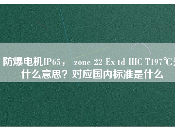 防爆電機IP65， zone 22 Ex td IIIC T197℃是什么意思？對應(yīng)國內(nèi)標準是什么