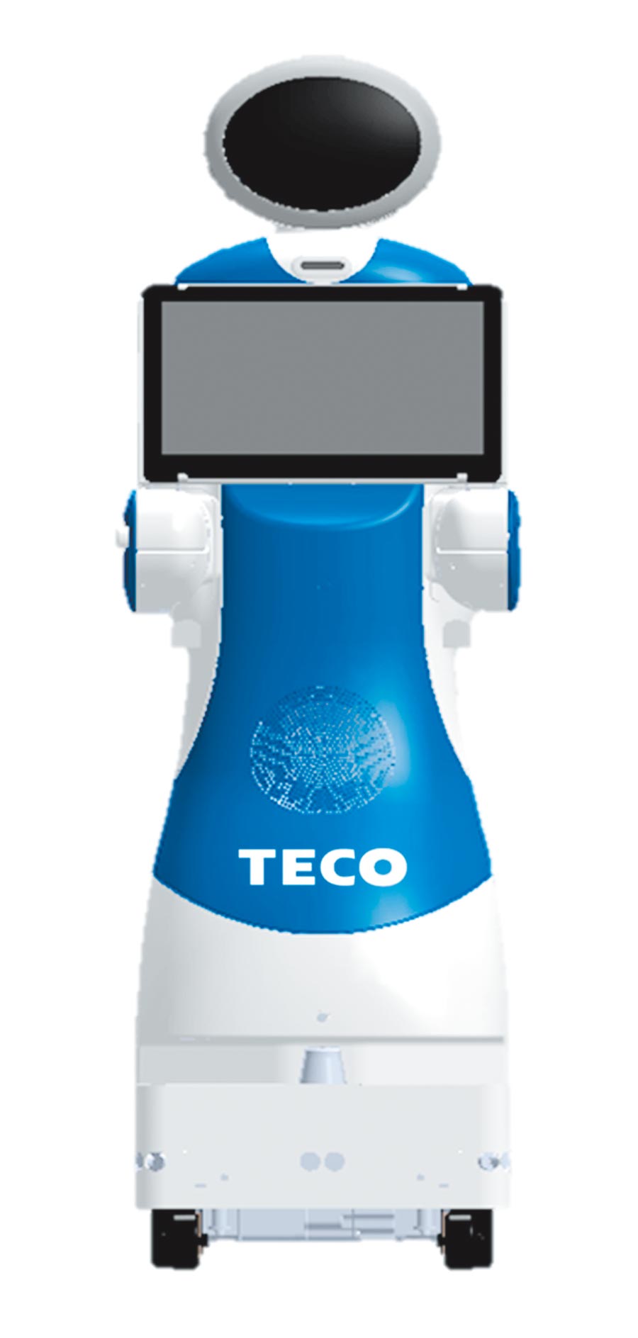 東元今天特別首度亮相自家生產(chǎn)的服務(wù)型機器人擔(dān)任導(dǎo)覽員。圖/東元提供