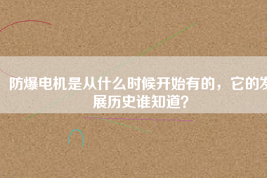 防爆電機是從什么時候開始有的，它的發(fā)展歷史誰知道？