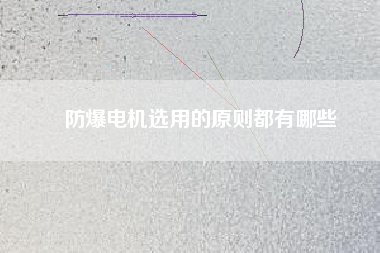 防爆電機選用的原則都有哪些