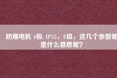 防爆電機 4極, IP55，F(xiàn)級，這幾個參數(shù)都是什么意思呢？